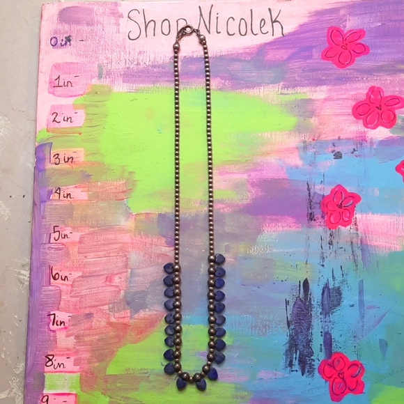 Vintage sterling silver Navajo pearls with heart Lapis stones - Picture 2 of 5